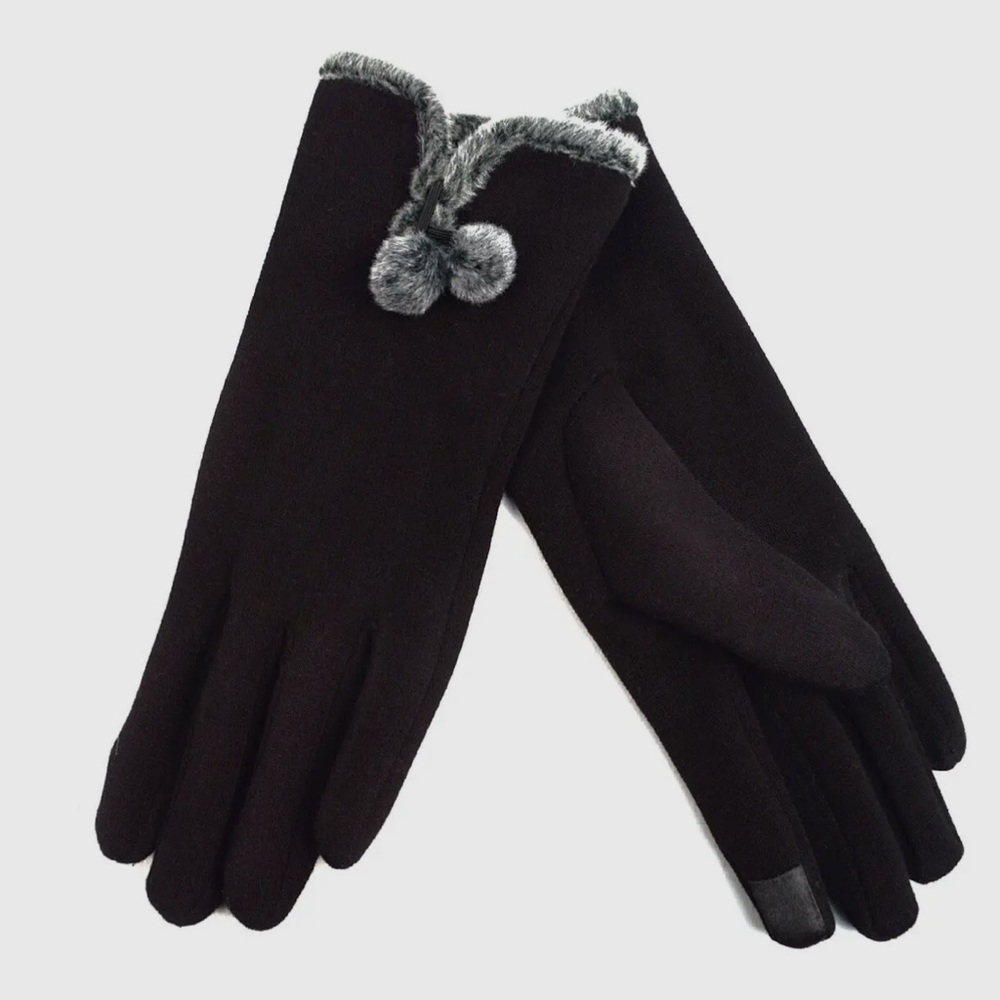 Stylish Touch Screen Gloves With Fur Trim & Fleece (Dark Purple)